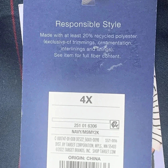 LA LIGNE X TARGET Pant Wide Leg Trousers Side Stripe Navy & Red Size 4X New - Picture 8 of 12